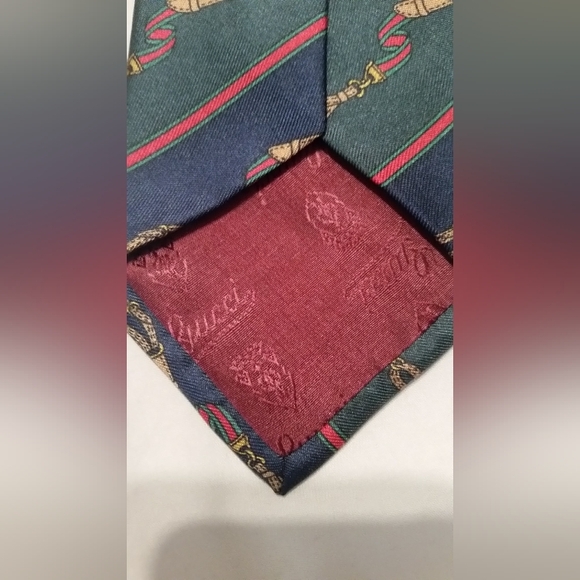 Authentic Vintage GUCCI 100% Silk Equestrian Tartan Made in Italy Neck Tye Tie - Picture 8 of 9